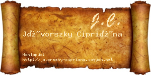 Jávorszky Cipriána névjegykártya